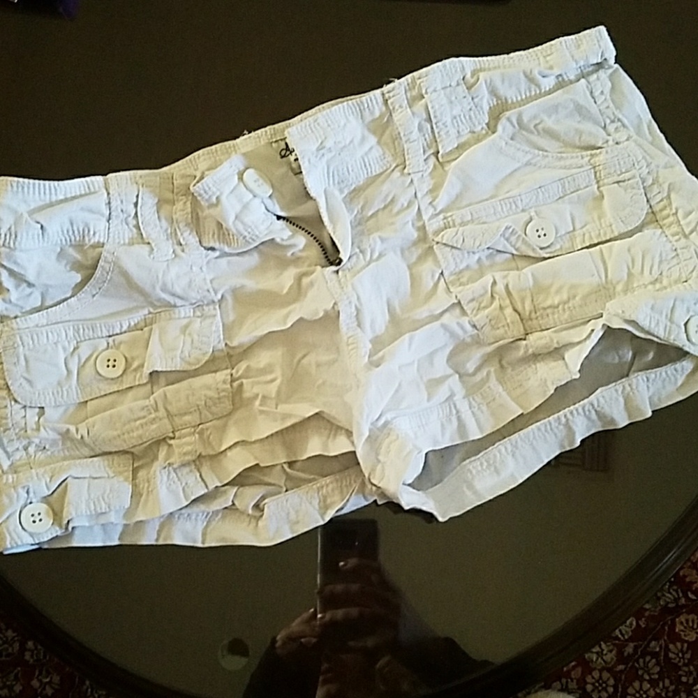 White Cargo shorts